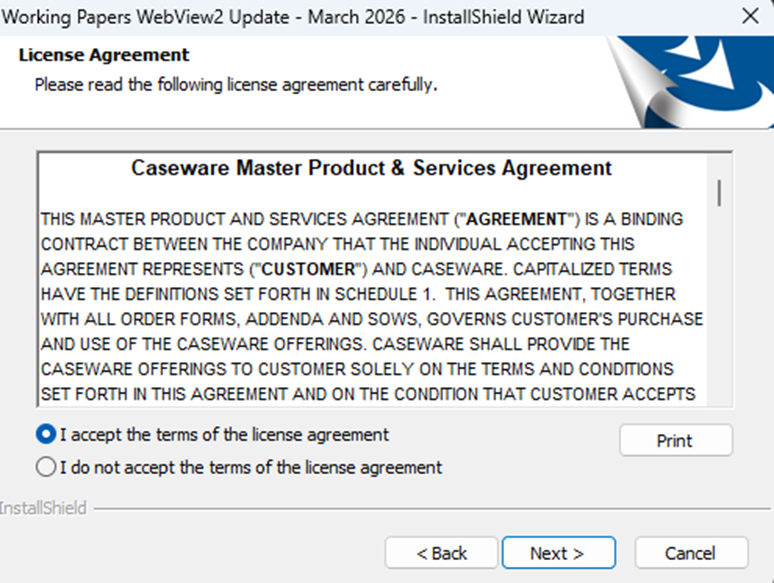 Installation of Caseware Working Papers